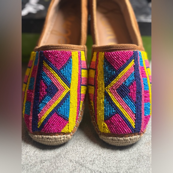 🩷💛Sam Edelman Maris flat Multicolor Beaded Espadrilles loafer size 9.5 women - Picture 4 of 12